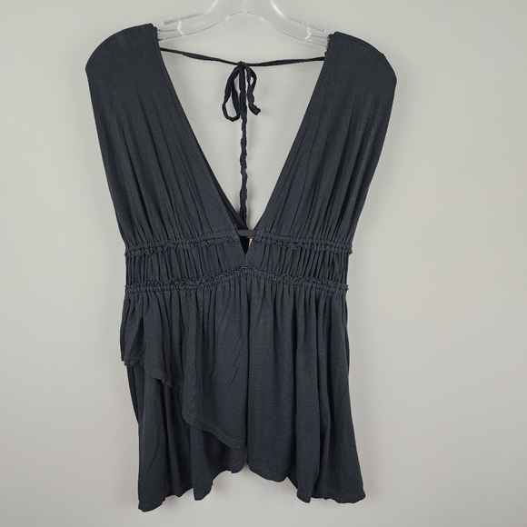 Free People Black Sleeveless V-Neck Top Side Ties Sz XS - Picture 3 of 9